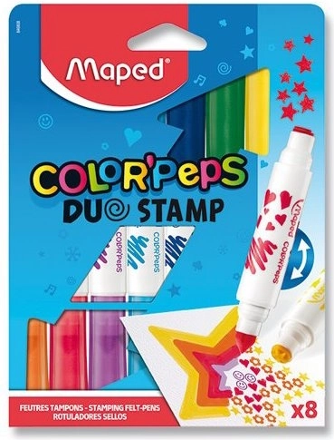 Carioci MAPED Color'Peps Duo Stamp – set de 8 carioci duble cu ștampilă