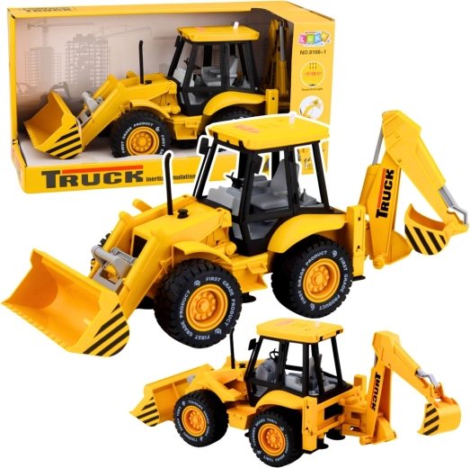 Încărcător-constructor și excavator pentru copii cu lumini și sunete – galben