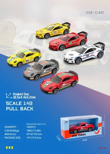 Mașinuță de curse metalică 10,5 cm cu mecanism pull-back