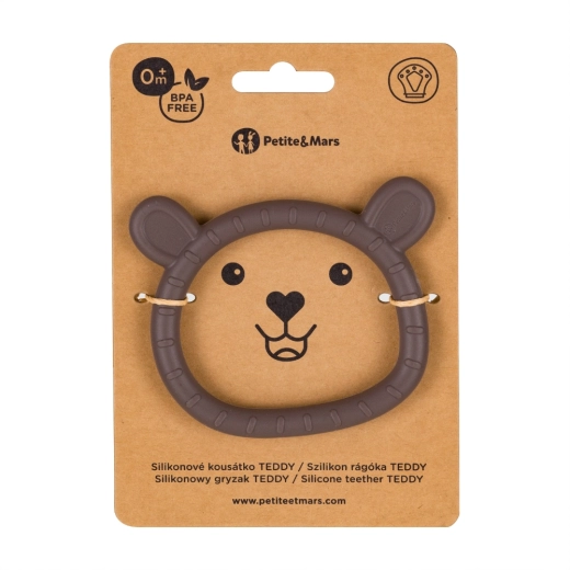 Inel gingival din silicon Teddy Bitter Cocoa 0m+ PETITE&MARS