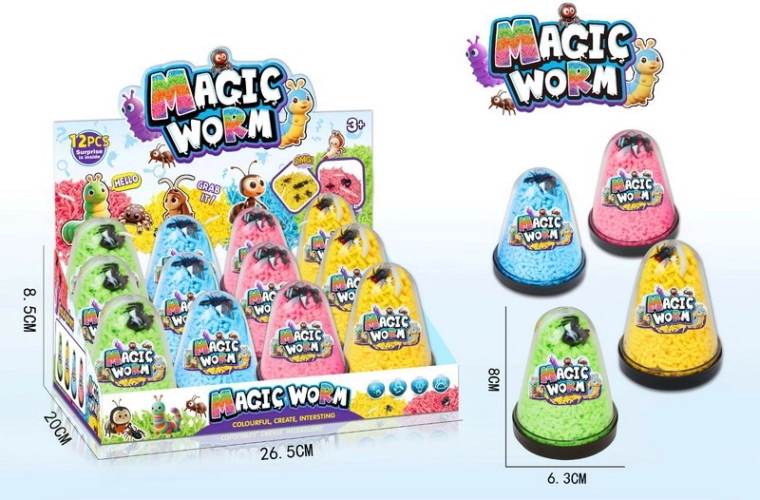 Viermișori – set de jucării din cauciuc pentru mână, 12 buc, culori diverse