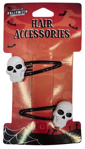 Agrafe de păr de Halloween cu motiv de craniu - 2 buc.