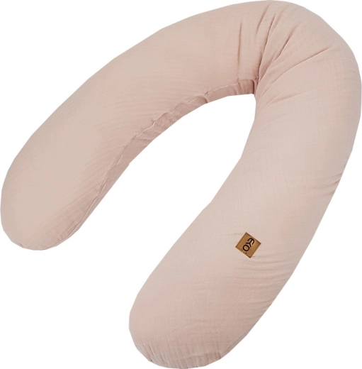 Pernă EKO din muselină pentru alăptare, powder pink, 180 cm