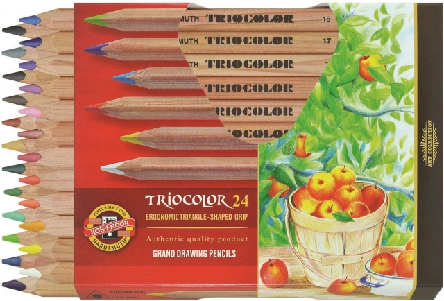 Creioane colorate triunghiulare groase KOH-I-NOOR Triocolor Natur, 24 buc