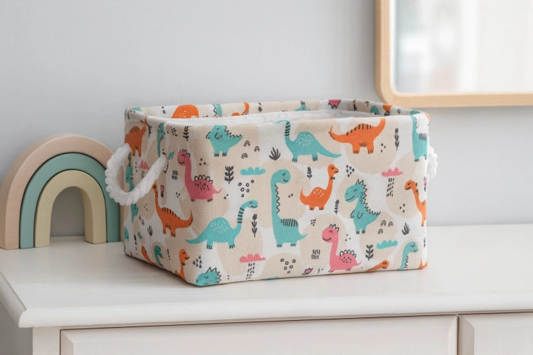 Coș textil pentru jucării cu dinozauri 22 × 32 × 18 cm