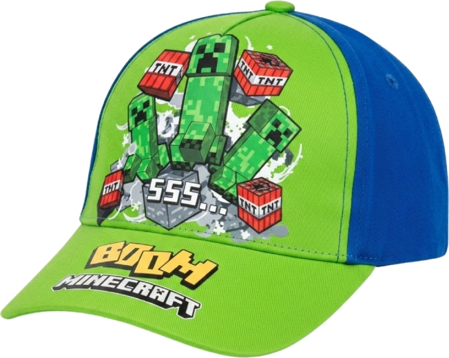 Șapcă cu cozoroc pentru copii Minecraft Creeper verde-albastră