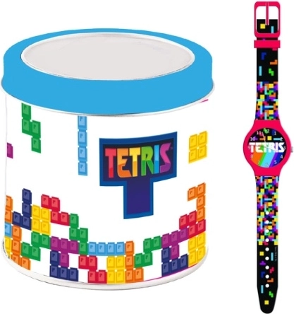 Ceas pentru copii Tetris în cutie metalică