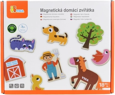 VIGA magneți prieteni de la fermă – set de 20 de magneți din lemn