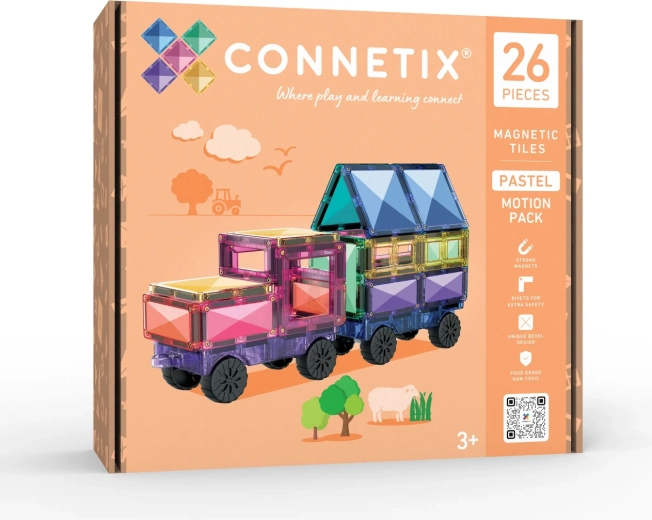 Set pastel Connetix cu piese mobile, 26 de piese