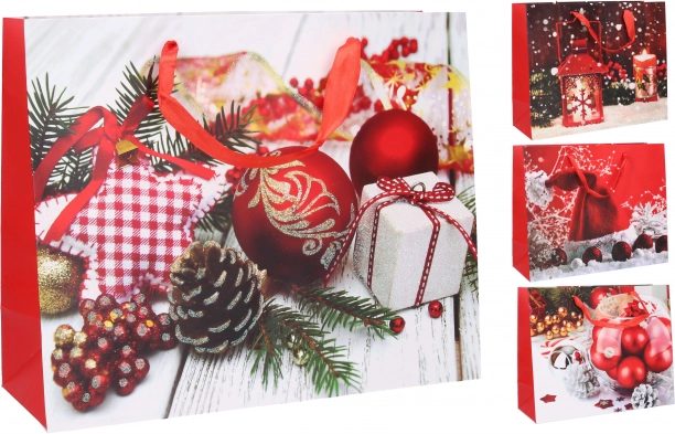 Pungă cadou de hârtie M de Crăciun 26 × 32 × 10 cm