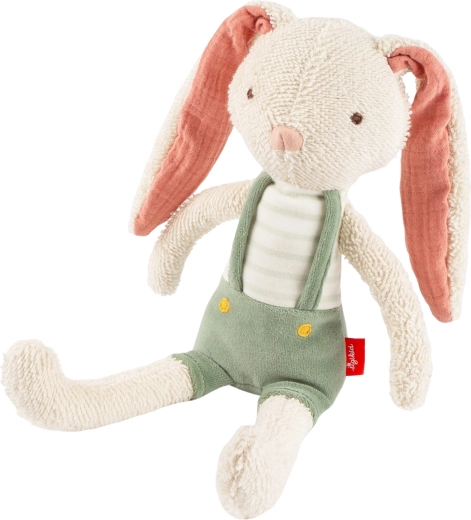 Sigikid primul iepuraș de pluș în pantaloni verzi cu bretele, 34 cm