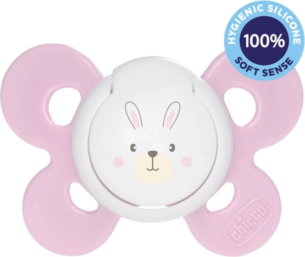 Chicco suzetă Physio Comfort din silicon 2–6 luni, fetiță – iepuraș