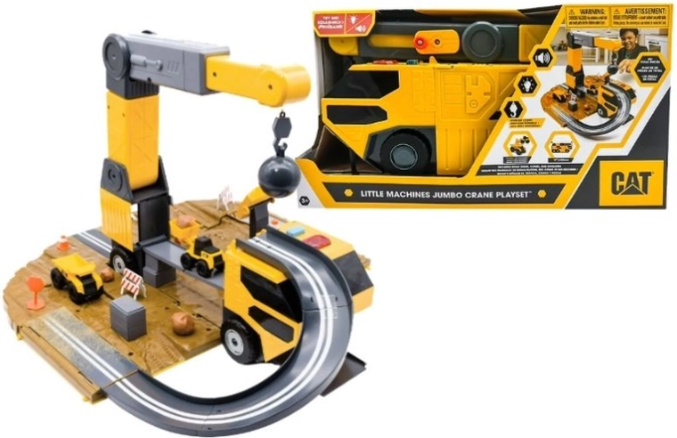 Set de construcție CAT cu macara și șină, cu lumini și sunete