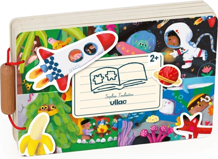 Cărticică din lemn Vilac cu puzzle – Aventuri