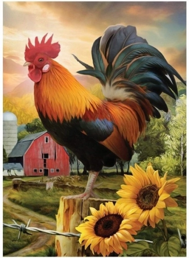 Mozaic cu diamante - Cocoș la fermă
