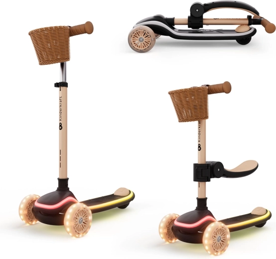 Kinderkraft RAKET UP trotinetă și bicicletă de echilibru 2-în-1 cu scaun, bej