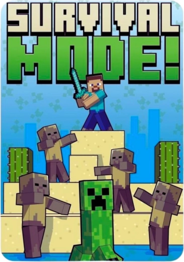 Pătură fleece Minecraft 100 × 140 cm - 1 bucată