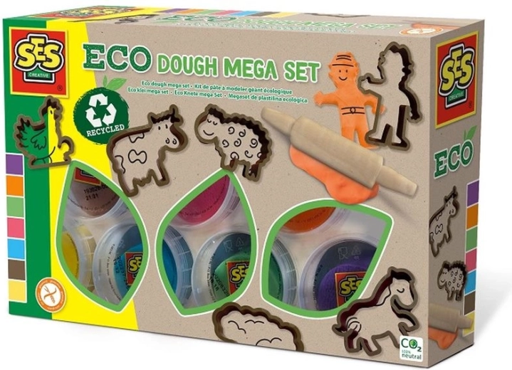 SES Creative plastilină eco – set mega cu 7 culori cu forme