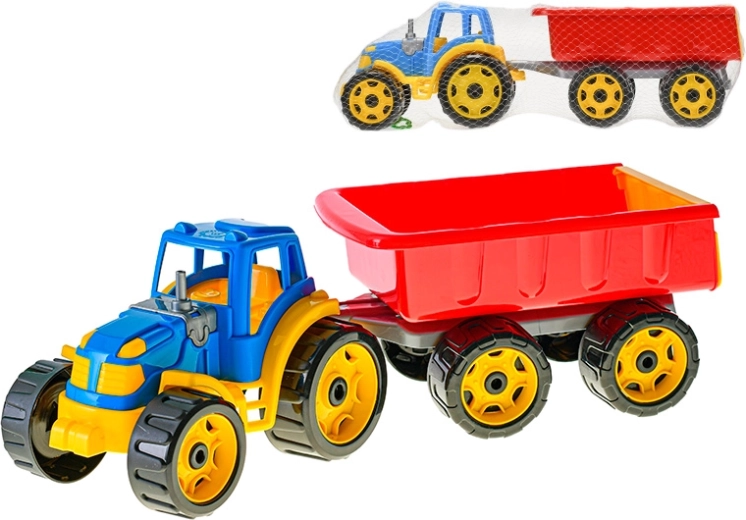 Tractor cu remorcă basculantă albastru-roșu 54 cm