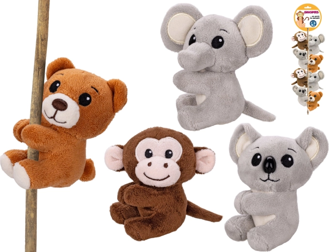 Animăluț de pluș safari cu clips, 8 cm