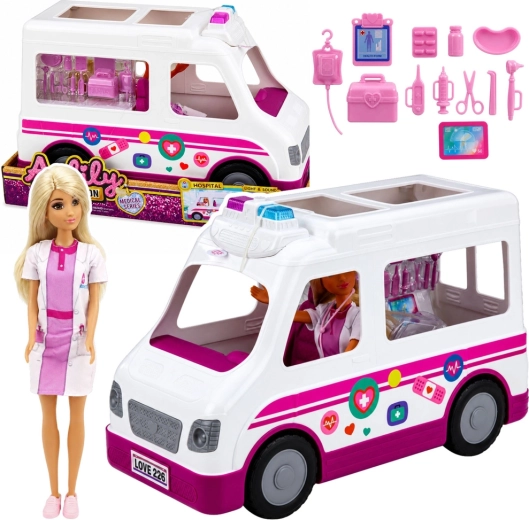 Anlily doctoriță cu ambulanță și accesorii medicale 30 cm