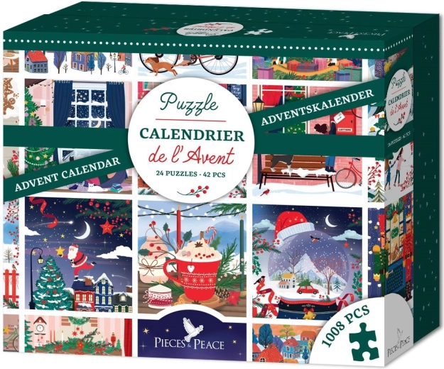Pieces & Peace calendar de Advent cu puzzle-uri, 24 × 42 de piese