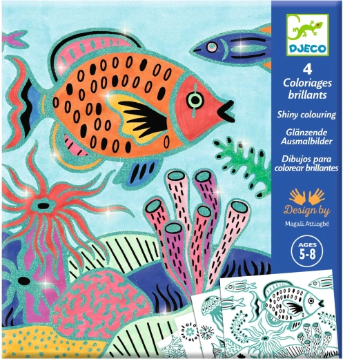 Planșe de colorat cu sclipici Djeco – sub mare