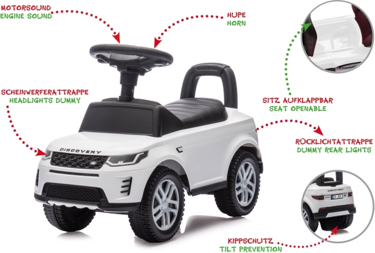 Mașinuță de împins și premergător Land Rover Discovery 2 în 1 alb