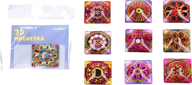 Magnet din sticlă cu mandală 4 × 4 cm