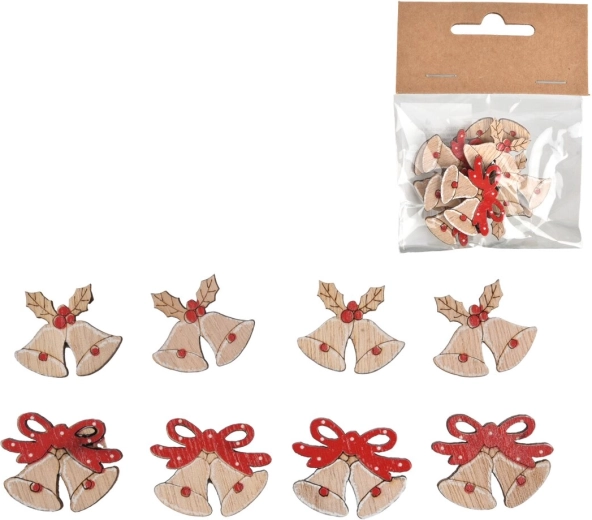 Clopoței decorativi din lemn bej 3,5 cm (8 buc.)