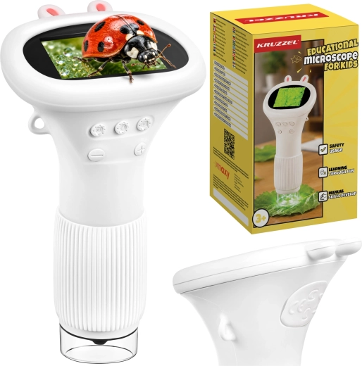 Microscop educațional digital KRUZZEL 1000× alb