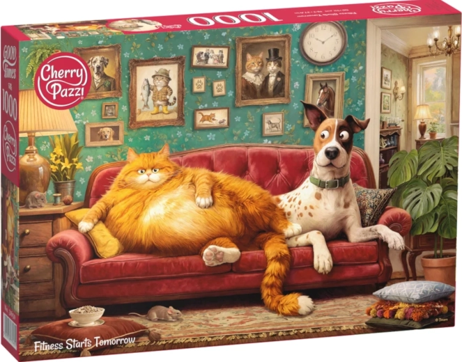 Puzzle Cherry Pazzi „Mă apuc de exerciții de mâine” cu 1000 de piese