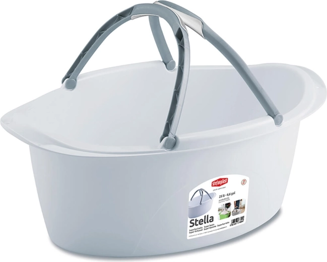 Lighean oval din plastic STELLA 60 × 40 cm, 25 l, cu mânere