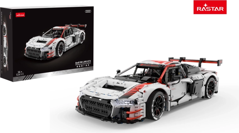 Set de construcție model auto RASTAR Audi R8 LMS GT3 1:8 alb