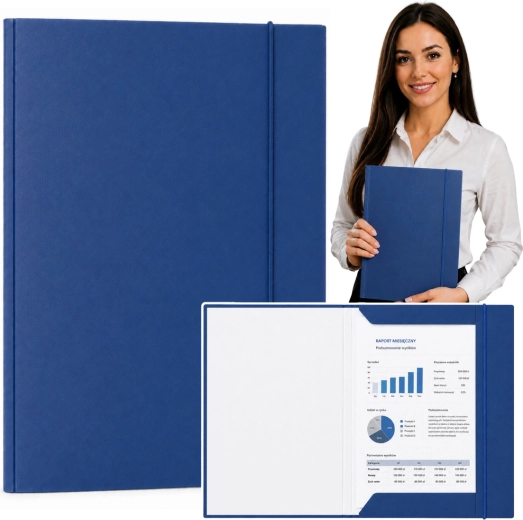Dosar cartonat lăcuit cu elastic A4 albastru 300 g/m² - 1 bucată