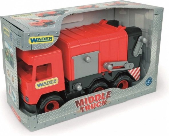 Camion de gunoi roșu MIDDLE TRUCK în cutie WADER
