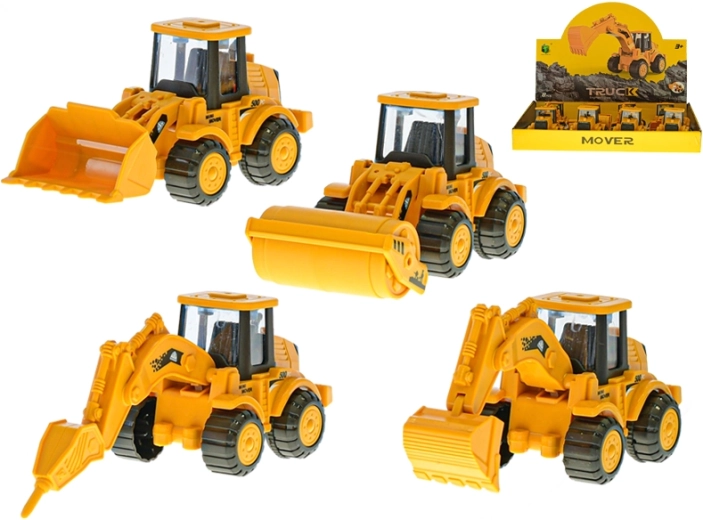 Mașină de construcții 13 cm cu mecanism cu inerție, 4 tipuri, 8 bucăți în cutie