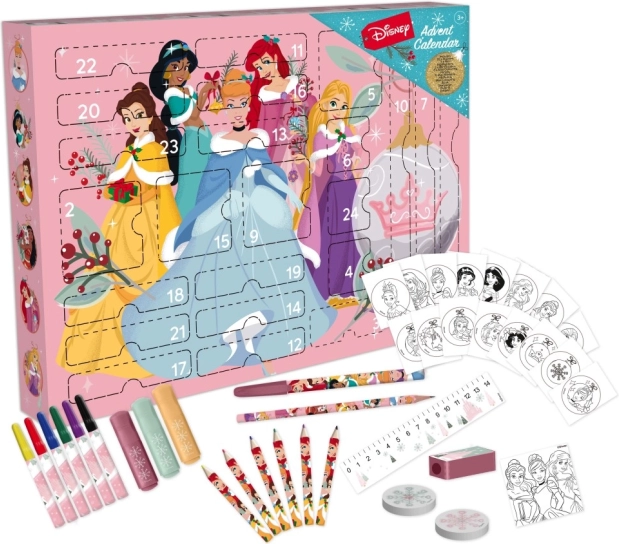 Calendar de Advent Disney Prințese – set creativ de papetărie