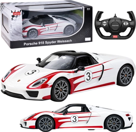 Mașină RC Porsche 918 Spyder Weissach 1:14 albă – Rastar