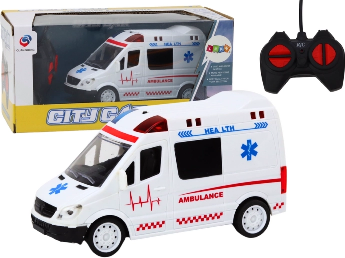 Ambulanță RC cu telecomandă Lumini Sunete Albă