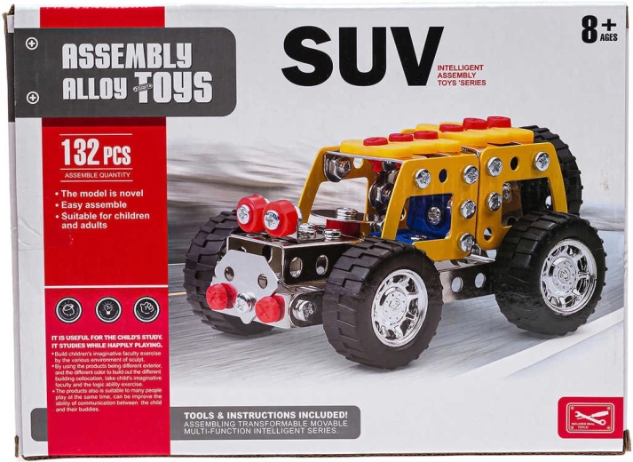 Set de construcție metalic tip constructor – mașină SUV, 132 de piese, cu unelte