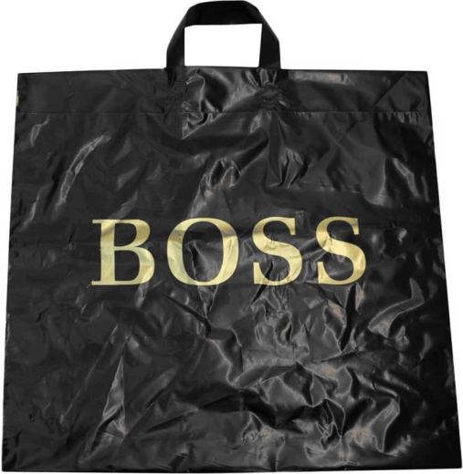 Pungă de cumpărături din plastic BOSS neagră 50 × 50 cm