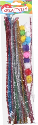 Set creativ chenilă și pom pom 30 buc