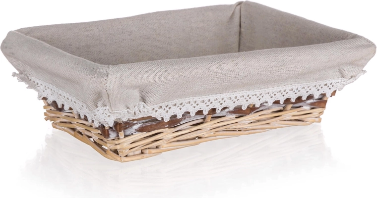 Coș dreptunghiular din nuiele Duo 26 × 18 cm cu dantelă