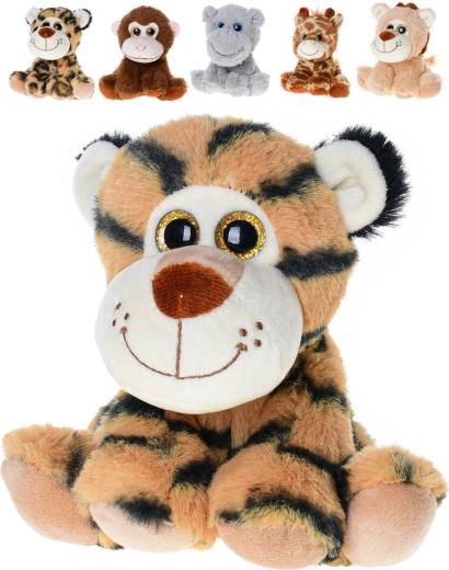 Jucărie de pluș safari șezândă 14 cm cu ochi sclipitori - 1 bucată