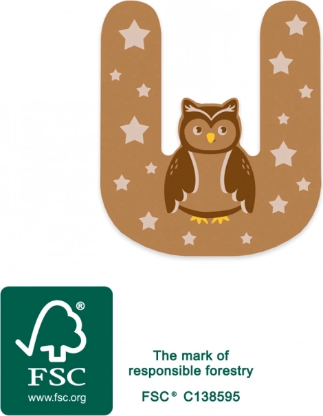 Literă din lemn U mic picior