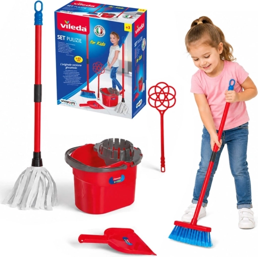 Vileda for kids set de curățenie pentru copii cu mop, găleată și mătură