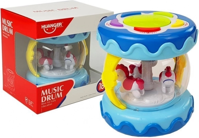 Tobă muzicală interactivă cu carusel Sunete de animale