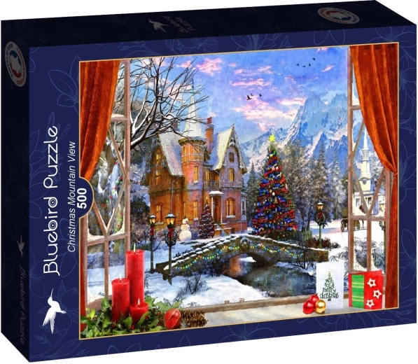 Puzzle Bluebird Priveliște de Crăciun spre munți 500 de piese