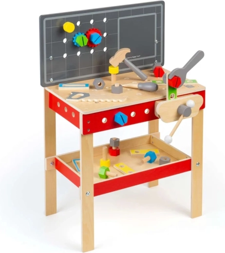 Bigjigs Toys banc de lucru din lemn pentru copii cu unelte